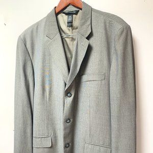 Mens Claiborne Gray Blazer Jacket Size L 3 Button 48% Wool
